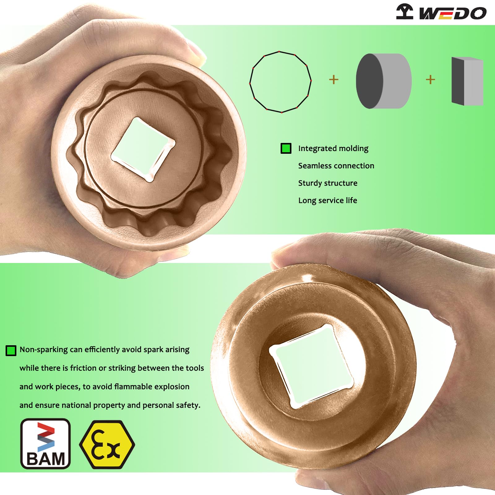 Aazon.co: WEDO Non-sparking Shallow Ipact Socket,3/8-Inch Drive X 9/16-Inch Deep,12-Point - View #3