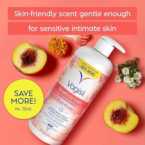 Miniatura 2 de Vagisil Jabón de Lavado Femenino para Higiene del Área Íntima, Aromas Sensibles, pH Equilibrado y Ginecológicamente Probado, Flor de Melocotón, 16.9