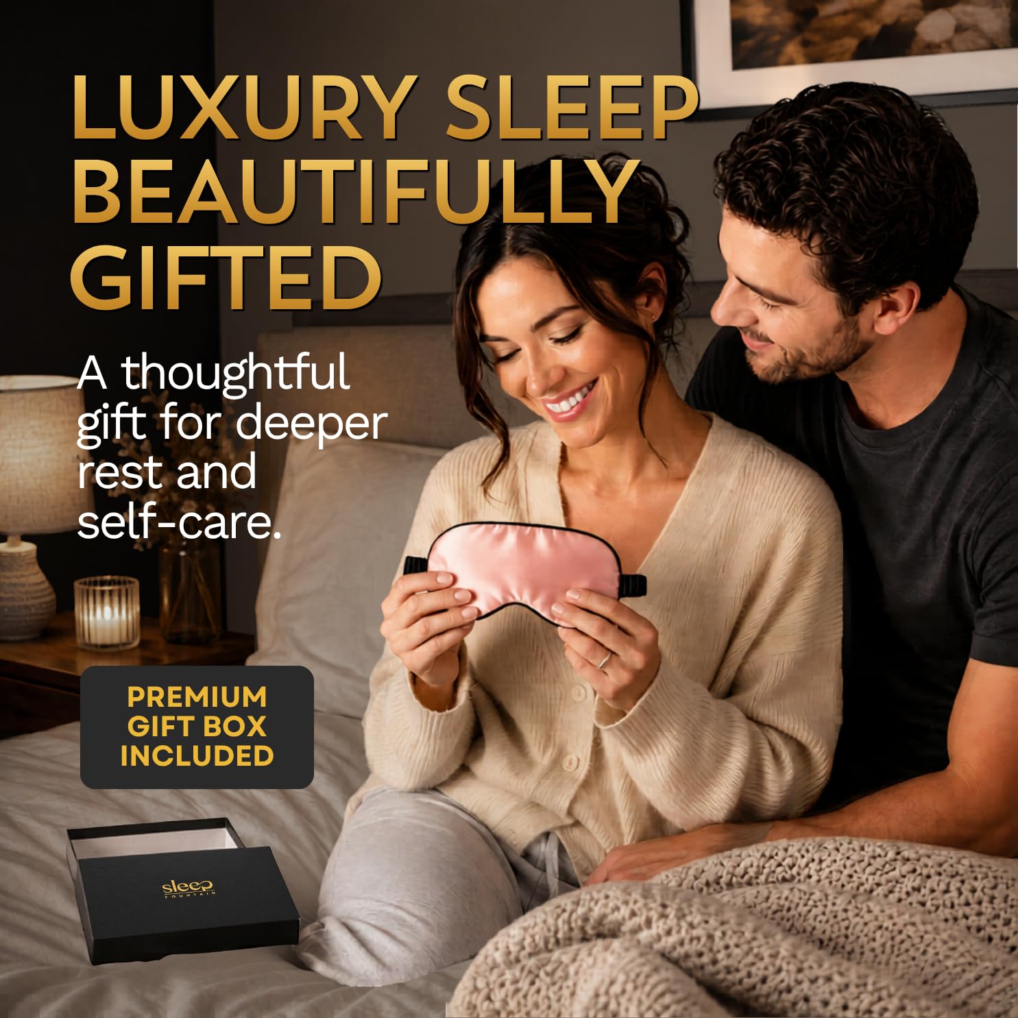 Antiarrugas para dormir para mujer, máscara de ojos de seda de morera súper suave para dormir y cuidar la piel, antienvejecimiento con tecnología de cobre