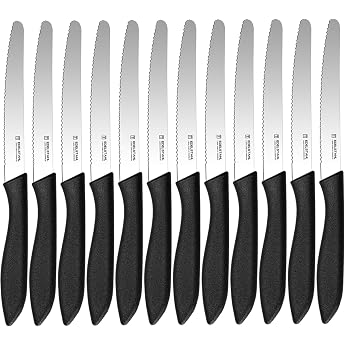 breakfast knife 12 pieces bread knife with serrated edge bread knife knife butter knife sharp table knife serrated edge special blade steel dishwasher safe black