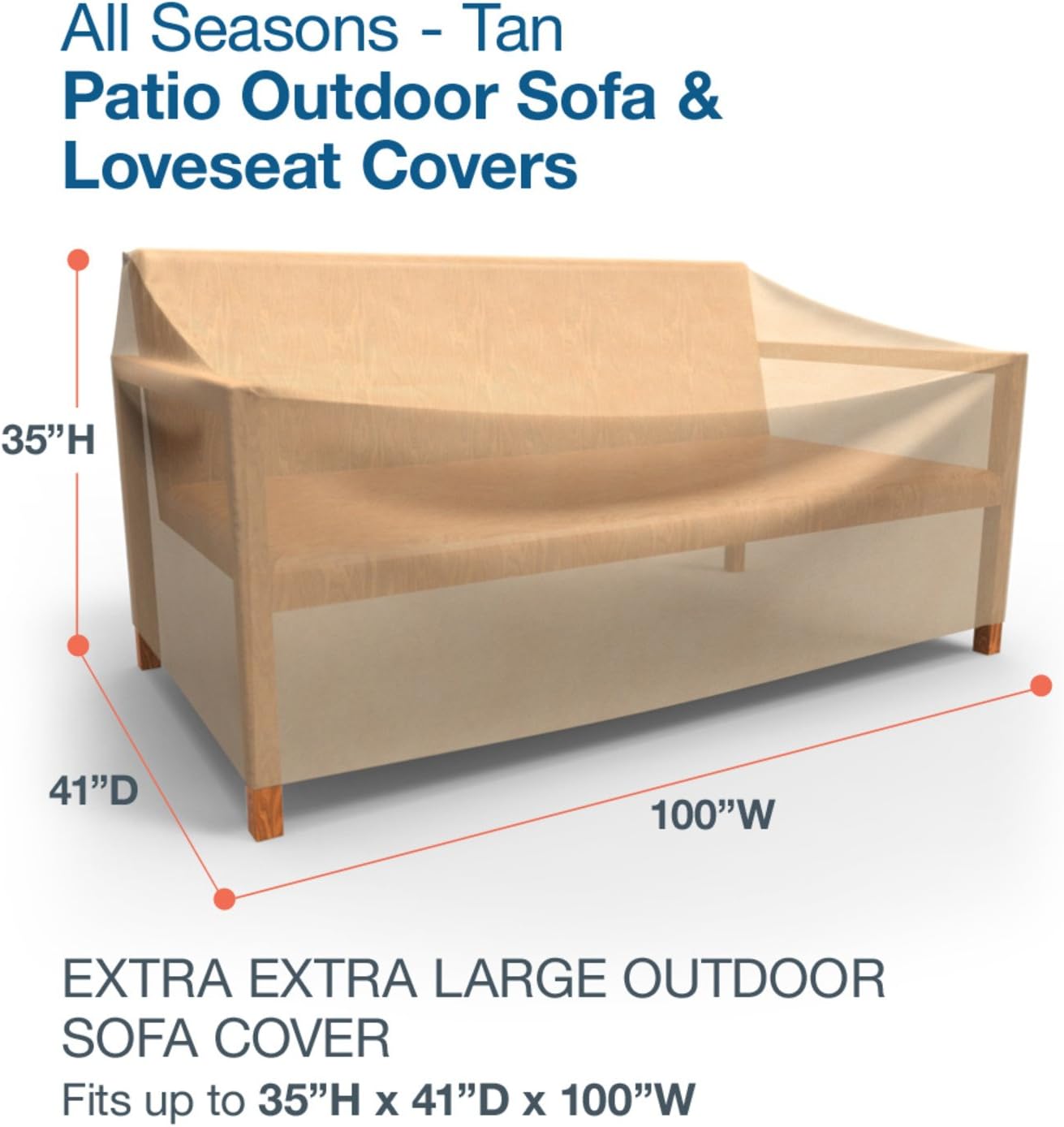 Budge All-Seasons Outdoor Patio Sofa Cover, Extra Extra Large (Tan) (P3A02SF1)