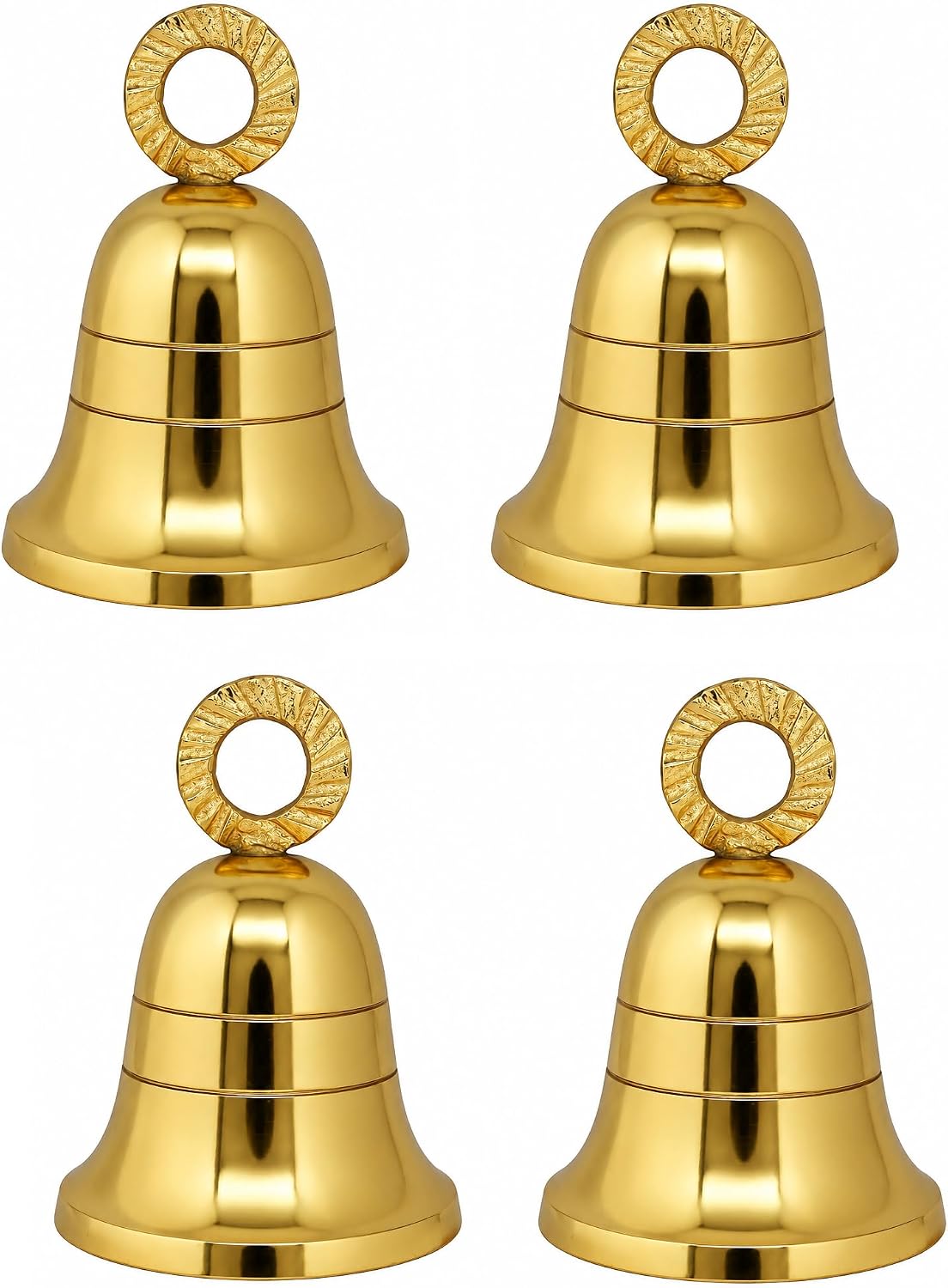 Plain Gold Indian Brass Bells Jingle Bells Home Door Decor Crafts Christmas Decor Pet Bells in Various Size and Set for Festival Occasions (Plain, 2)