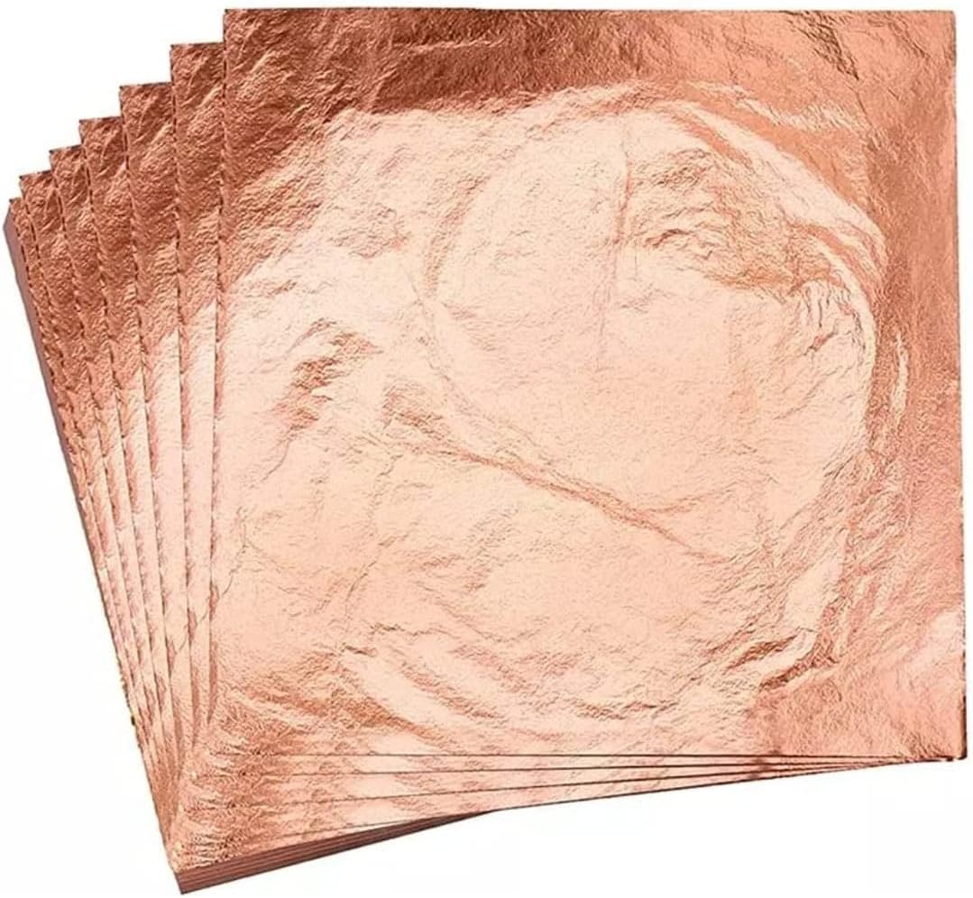 Copper Leaf Sheets, 100 Sheets, 16 by 16.cm Gilding Foil for Gilding, Resin Art, Decoration Crafting, Paintings, Arts Crafts, Nail Deco,Furniture, Size 16cm×16cm (100)