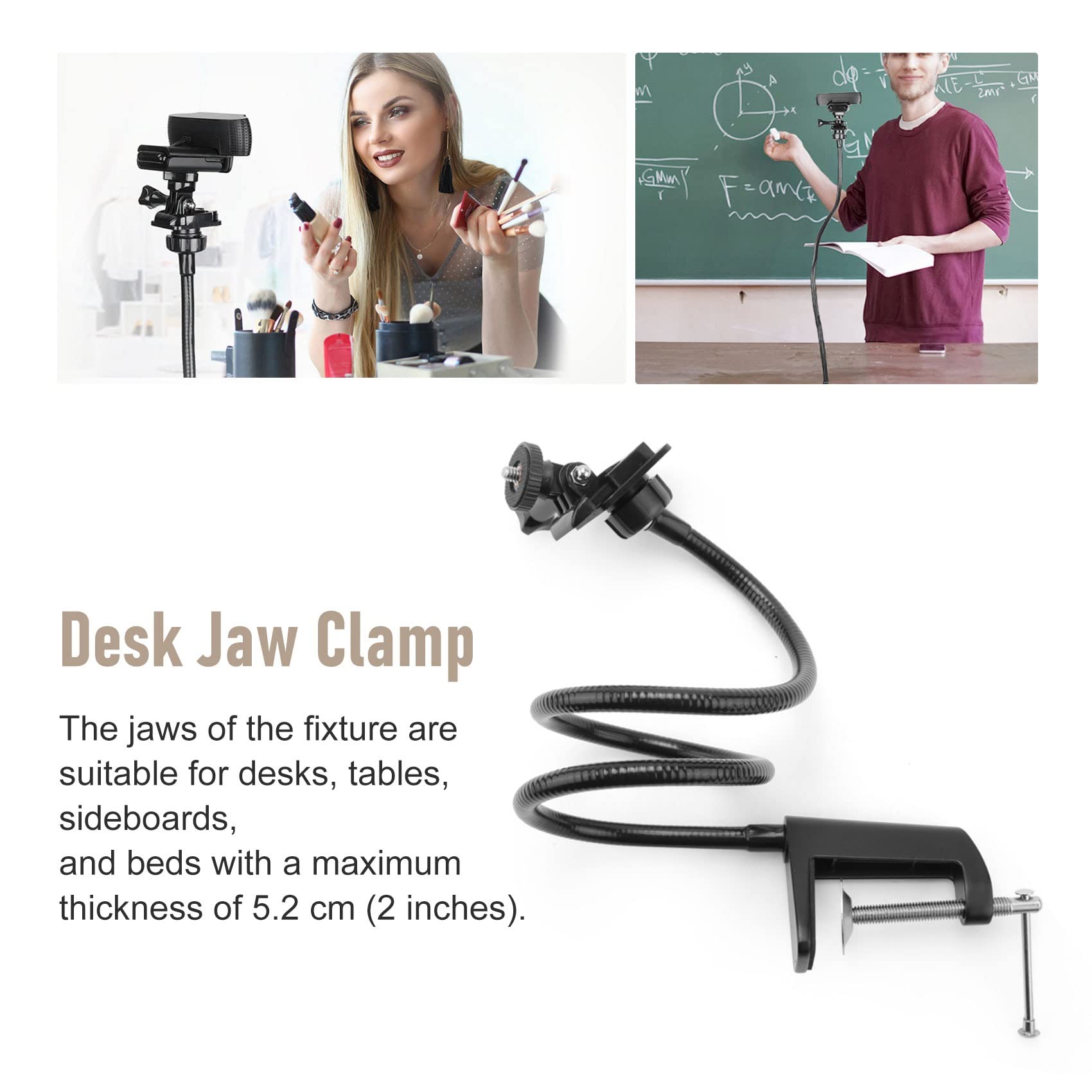 Support de CaméRa avec Pince à Mâchoire de Bureau AméLioréE Support Col de Cygne Flexible pour Webcam 4K C925E C922X C922