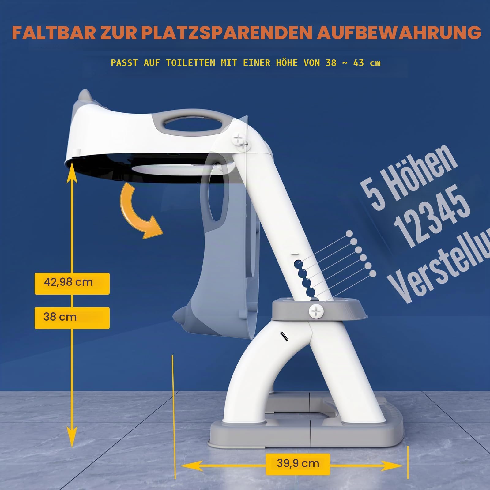 SKYROKU Toilettensitz 2 in 1 Toiletten Aufsatz für Kinder 2-7 Jahre Upgraded Stabil bis 90kg PP(BPA-frei) Wc Sitz mit Treppe Brille Toilettenleiter Rutschfestes Familie Kita (Grau-8898)