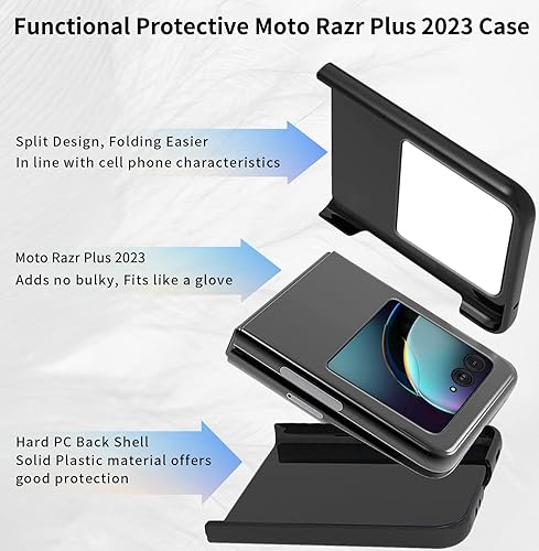 Vista 3 de Funda para Motorola Moto Razr Plus 2023 con protección de pantalla, cubierta trasera de policarbonato duro delgada y ultrafina con patrón de estante