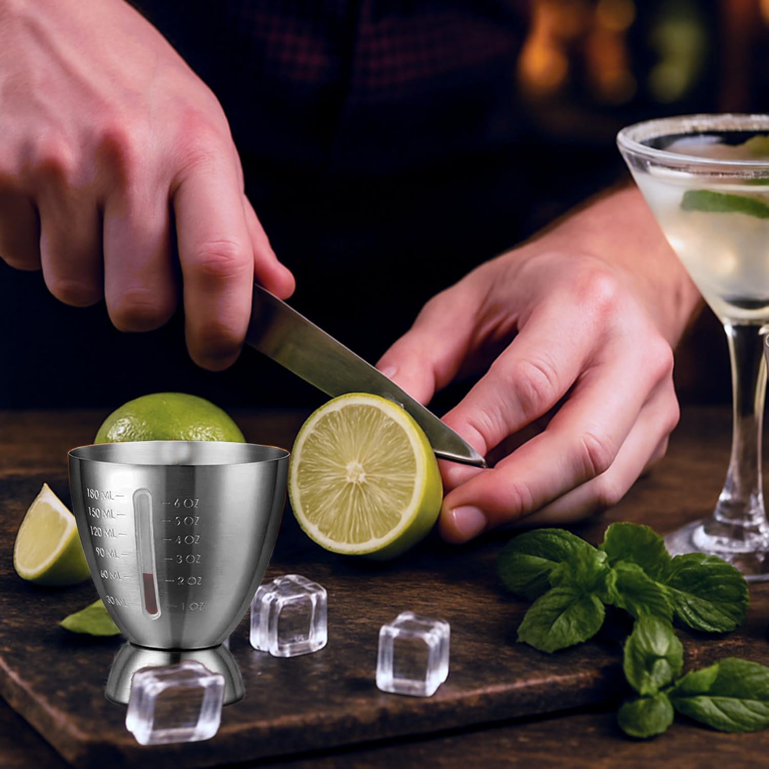 Stainless Steel Cocktail Jigger with OZ&ML Markings, 1–6oz — Amazon image 6