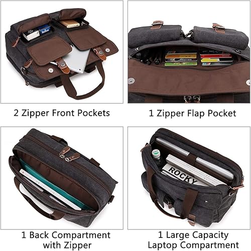 Miniatura 5 de RAVUO Bolsa de mensajero para hombres, resistente al agua 15.6 17.3 pulgadas portátil maletín bolsa casual para hombre bolso para negocios