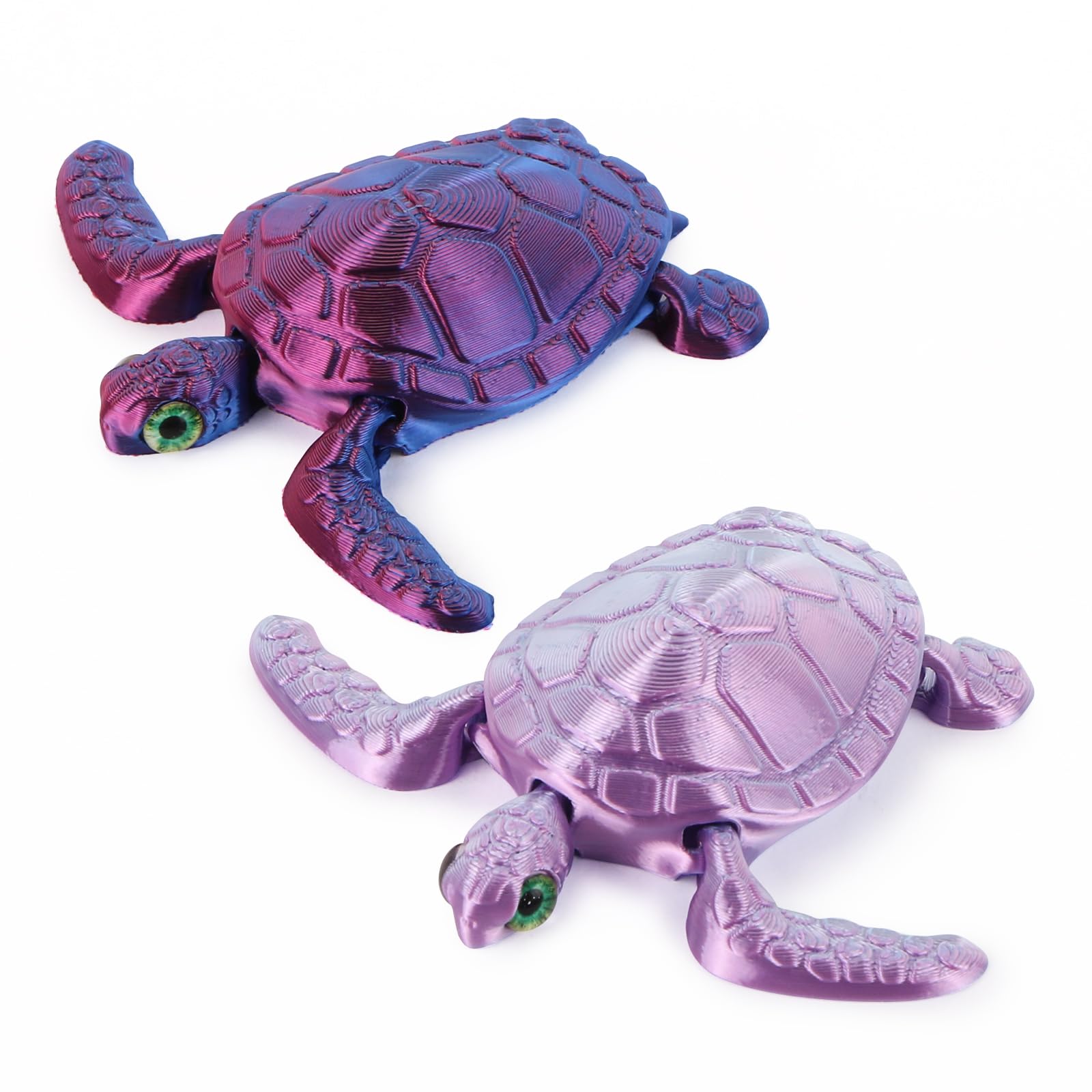 LALASTYULE 2Pcs 3D Printed Animals Turtle, Fidget Mini Animals Set, Realistic Animal Figurine, Flexible 3d Printed Fidget Toy for Home Office Decor Educational