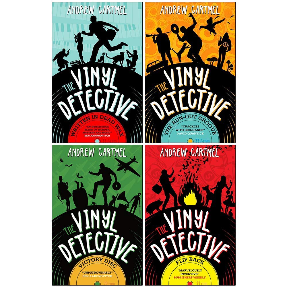 Andrew Cartmel The Vinyl Detective Series 4 Books Collection Set (Written in Dead Wax, The Run-Out Groove, Victory Disc, Flip Back)