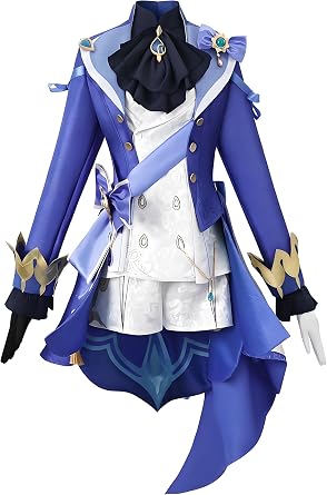 Furina Cosplay Costume, Anime Game Character Outfit with Blue White Design Full Set for Halloween, Conventions & Roleplay (Unisex Adults, XS-3XL)