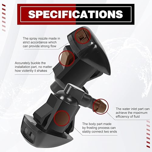 Miniatura 20 de Kit de boquillas de limpiaparabrisas de repuesto para Jeep Liberty 08-12, Jeep Commander 06-10, Dodge Nitro 07-11, manguera de chorro y líquido
