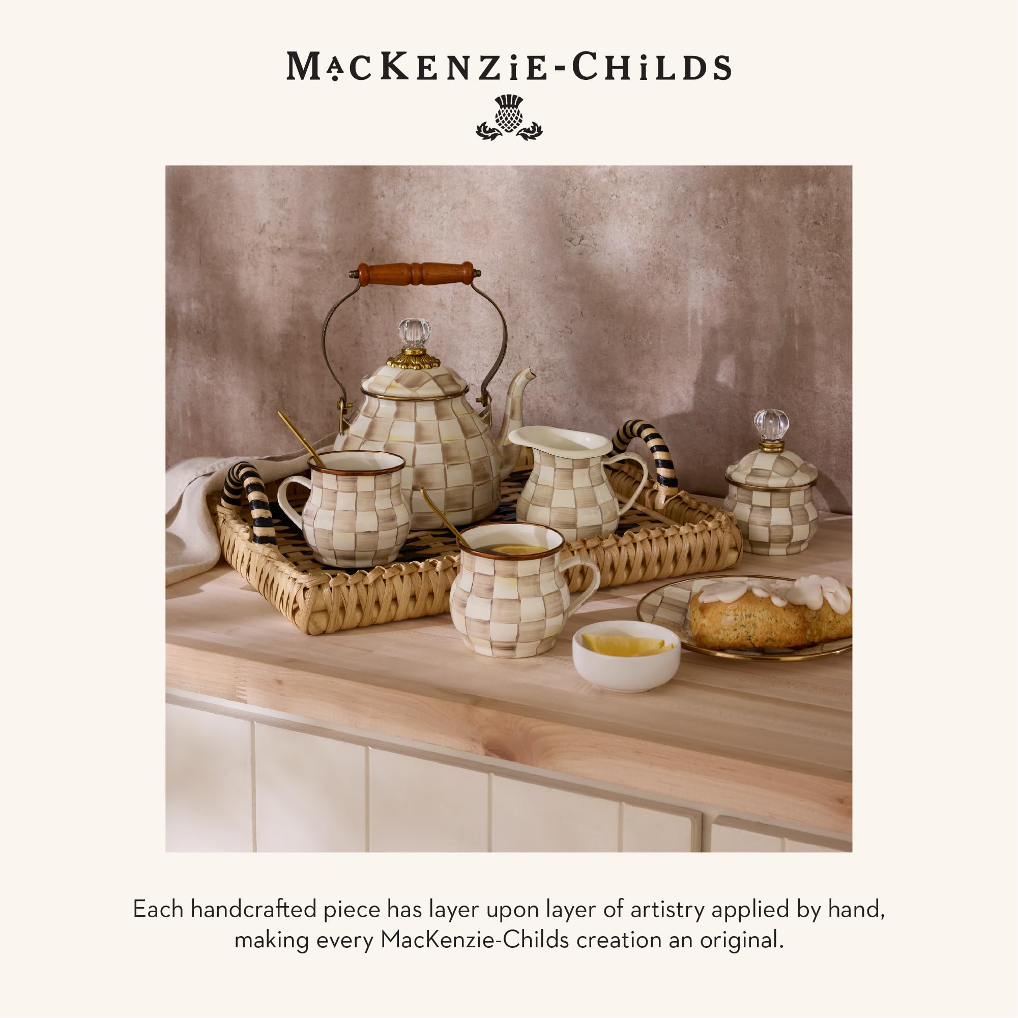 Amazon.com | MACKENZIE-CHILDS Enamel Pedestal Platter, Round Cake