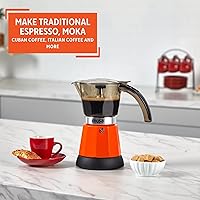 Vista 5 de IMUSA - Cafetera eléctrica para espresso de 6 o 3 tazas, color naranja