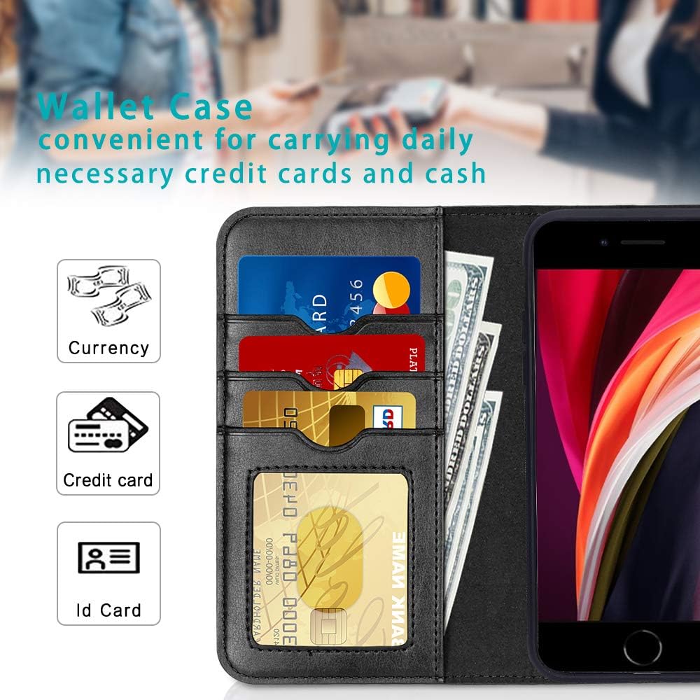 FYY Case for iPhone SE 3 2022, iPhone SE 2020/iPhone 7/8 4.7", 2-in-1 Magnetic Detachable Wallet Case [Wireless Charging Support] with Card Slots Folio Case for iPhone SE 3 2022/SE 2020/7/8 4.7" Black