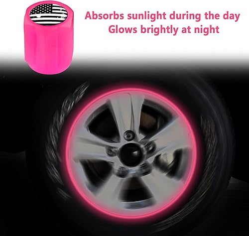 Miniatura 3 de 16 tapones fluorescentes para válvulas de neumáticos, tapones luminosos para válvula de aire de rueda de automóvil, accesorios de decoración