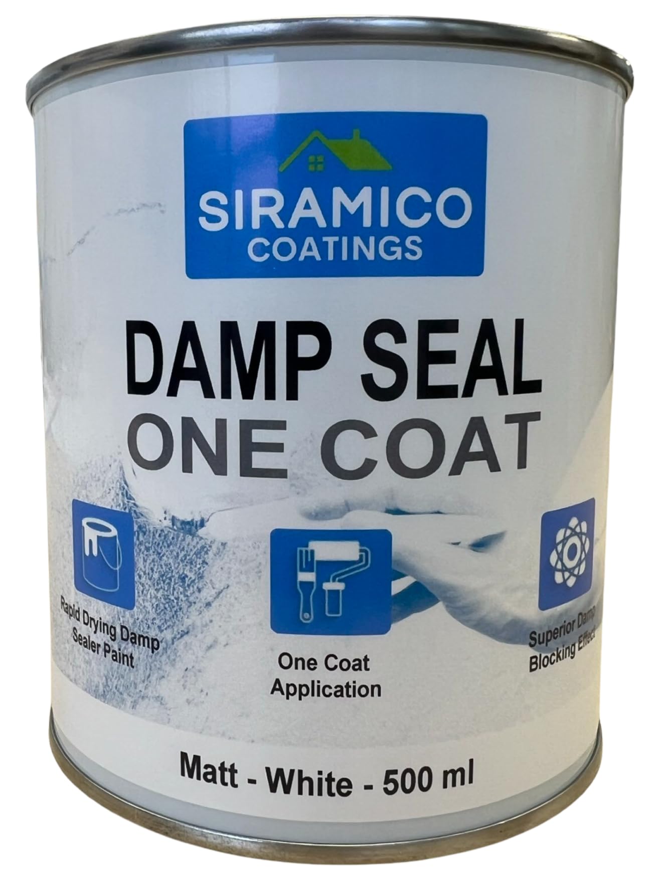 Siramico Coatings White The Dampseal One Coat - Seals Damp And Mould Stains In One Coat By Brush Or Roller (, Litres) Size 0.5