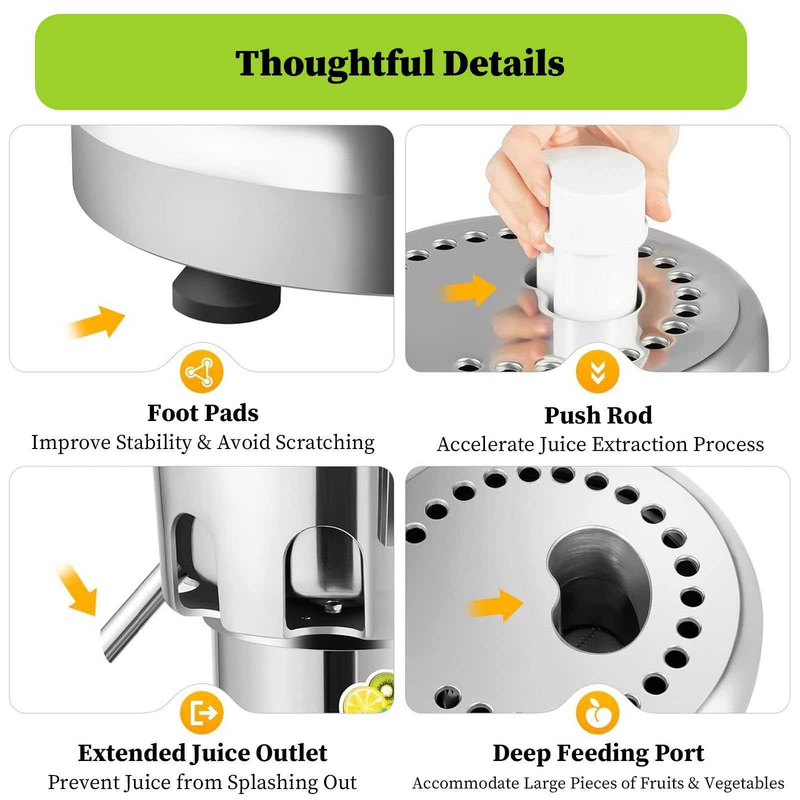 Extracteur de jus centrifuge Robuste en Acier Inoxydable pour Usage Domestique et Professionnel, Silencieux, séparation Efficace du jus et des résidus.