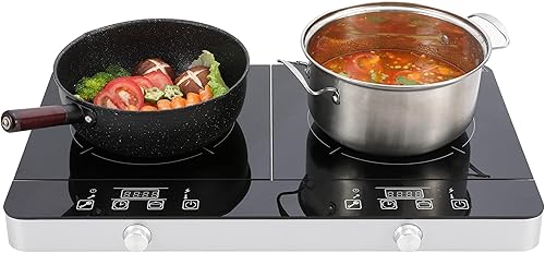 Weceleh Placa de cocción de inducción doble portátil, 2 quemadores, placa de inducción de dos quemadores, estufa de placa caliente para encimera,