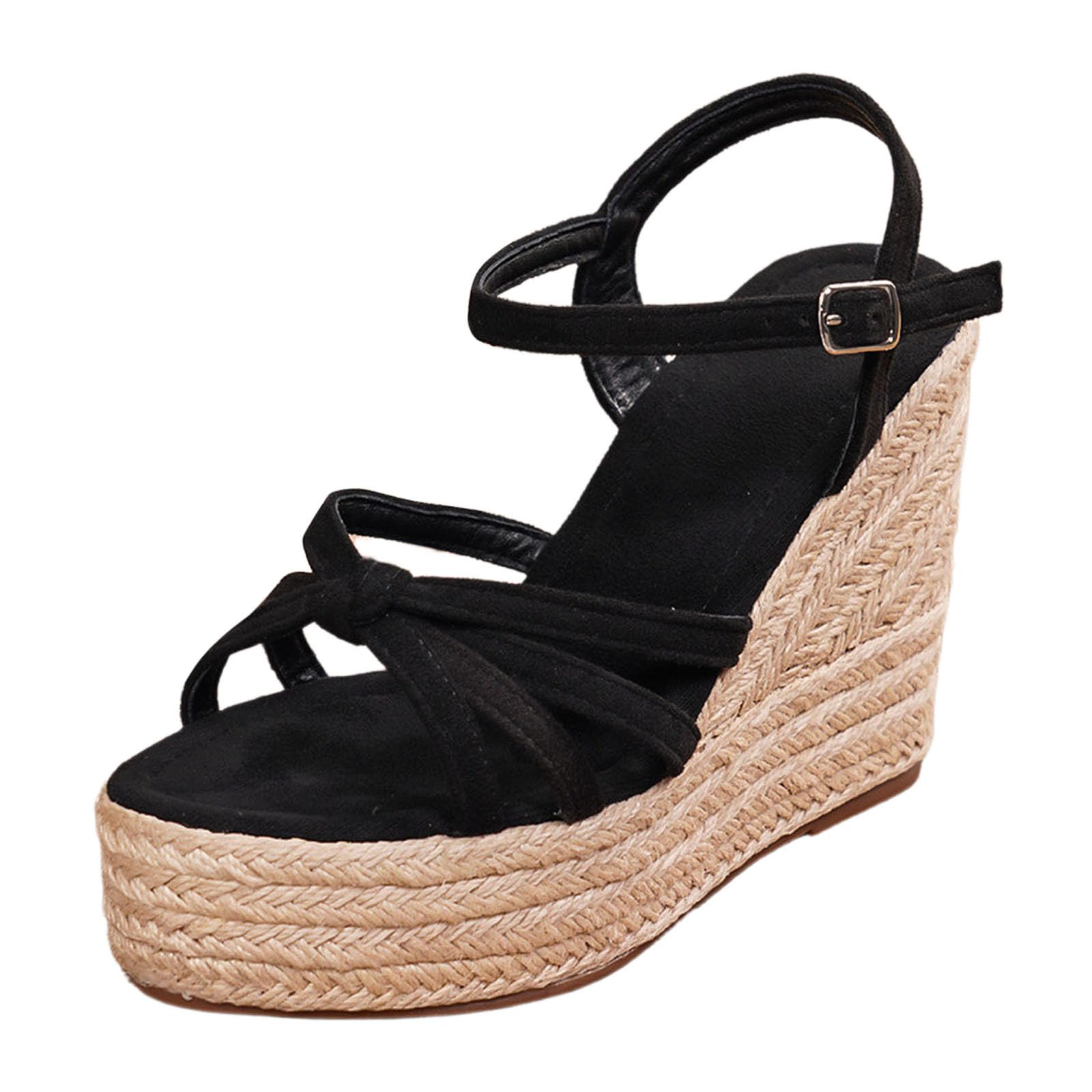 Sandalias de cuña para mujer, cómodas, transpirables, alpargatas de tacón y plataforma, sandalias abiertas para mujer, tobillera ajustable, zapatos de verano, moda de vacaciones