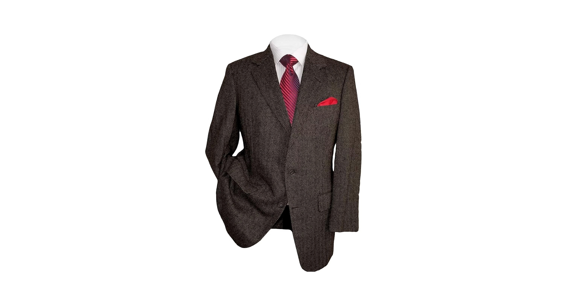 Men's Vintage Casual Work Wear Herringbone Suit Blazer