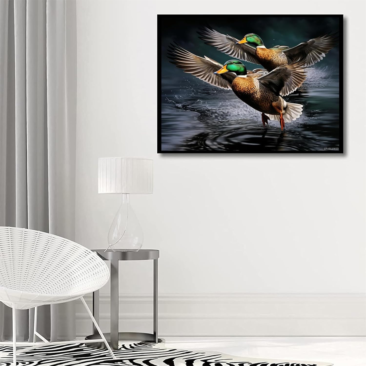 Mallard Wild Ducks Over Water 5D Diamond Art Painting Kits Full Drill Round Diamond Art DIY Gems Paint by Diamond Number Kits for Beginners Crystal Cross Stitch for Wall Decoration 12x16 inch