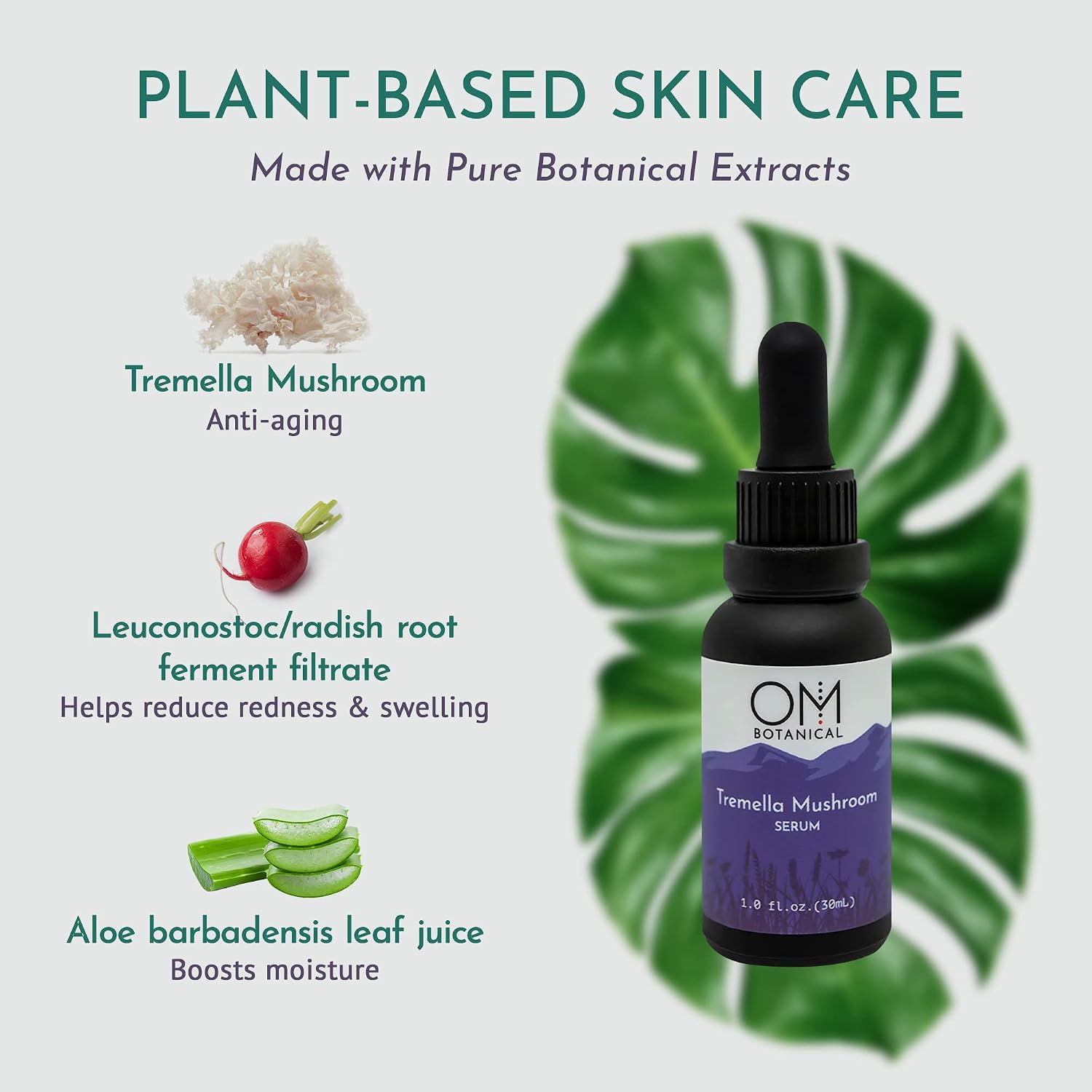 Organic Tremella Mushroom Facial Serum | Twice The Hydration of Hyaluronic Acid Without The Sticky Mess | Ultra-hydrating, Microbiome Friendly All Natural, Organic, Vegan Serums for Face