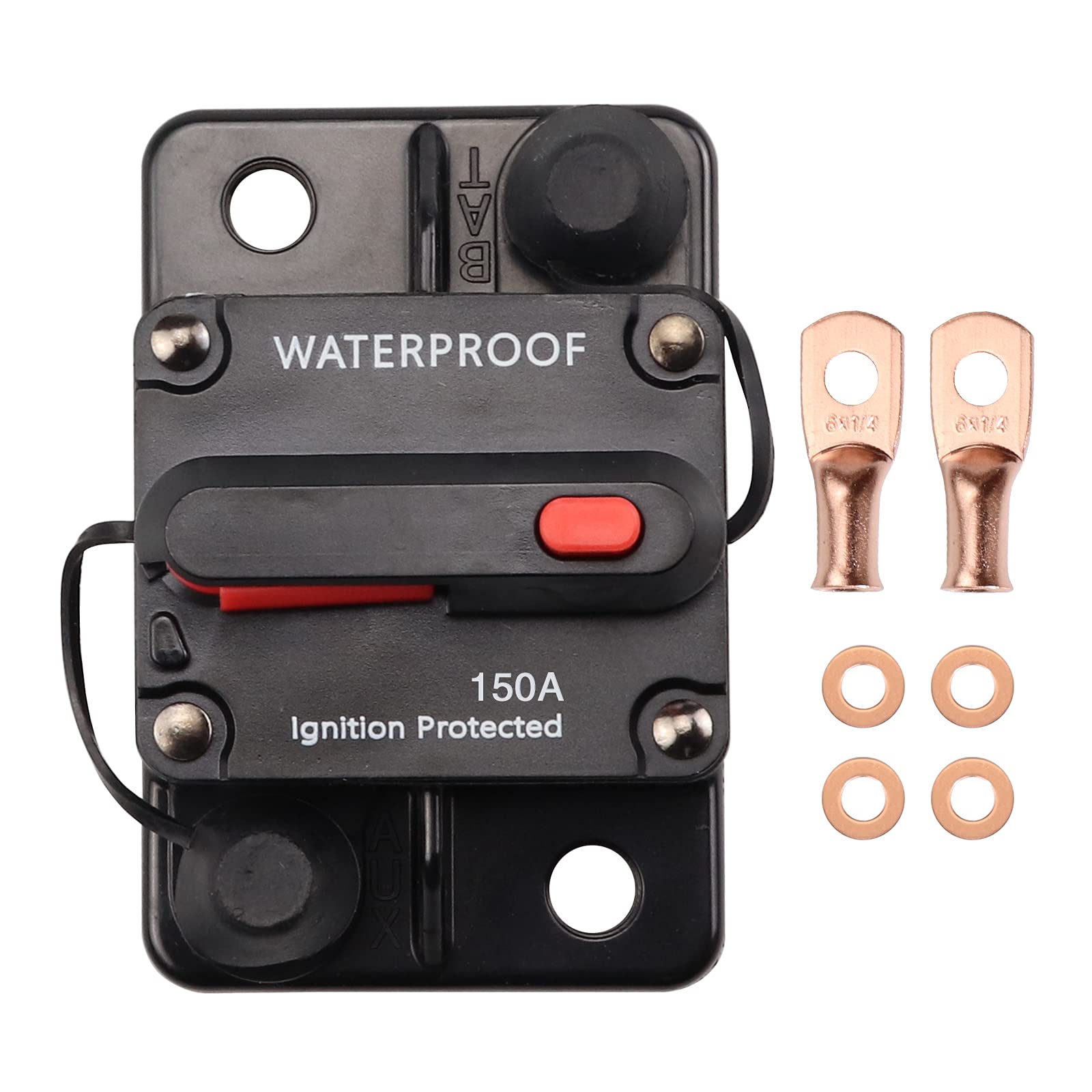 Bumbesti 150 Amp Circuit Breaker Waterproof Manual Resettable Inline Fuse Inverter 30A-300A 12V-48V DC for Car Marine Trolling Motors Boat ATV RV Manual Power Audio System Protect 150A-image-42