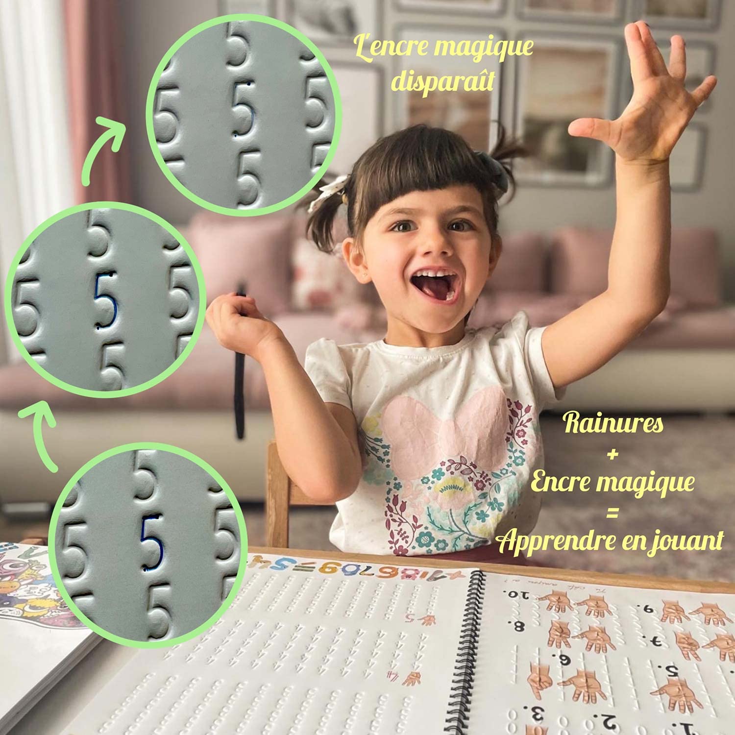 GROOVE Calligraphy Cahiers Réutilisables – Alphabet, Cursive, Numéros, Dessins – 4 Manuels A4 avec Rainures Premium + Stylo Magique + 5 Recharges + Correcteur de Posture des Doigts
