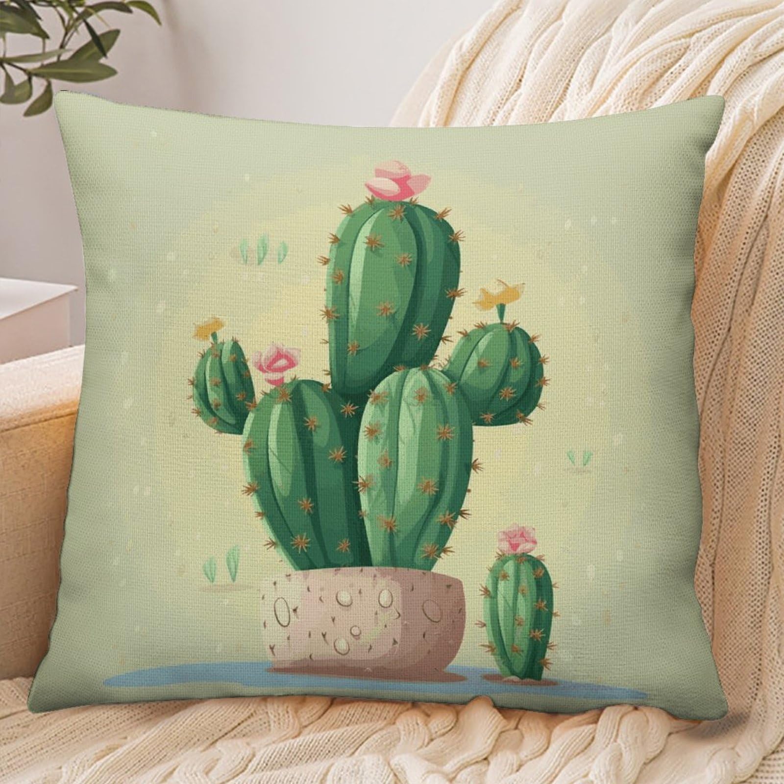 Fekiloot Style Cute Cactus Pillowcase Pillow Sham Pillow Case