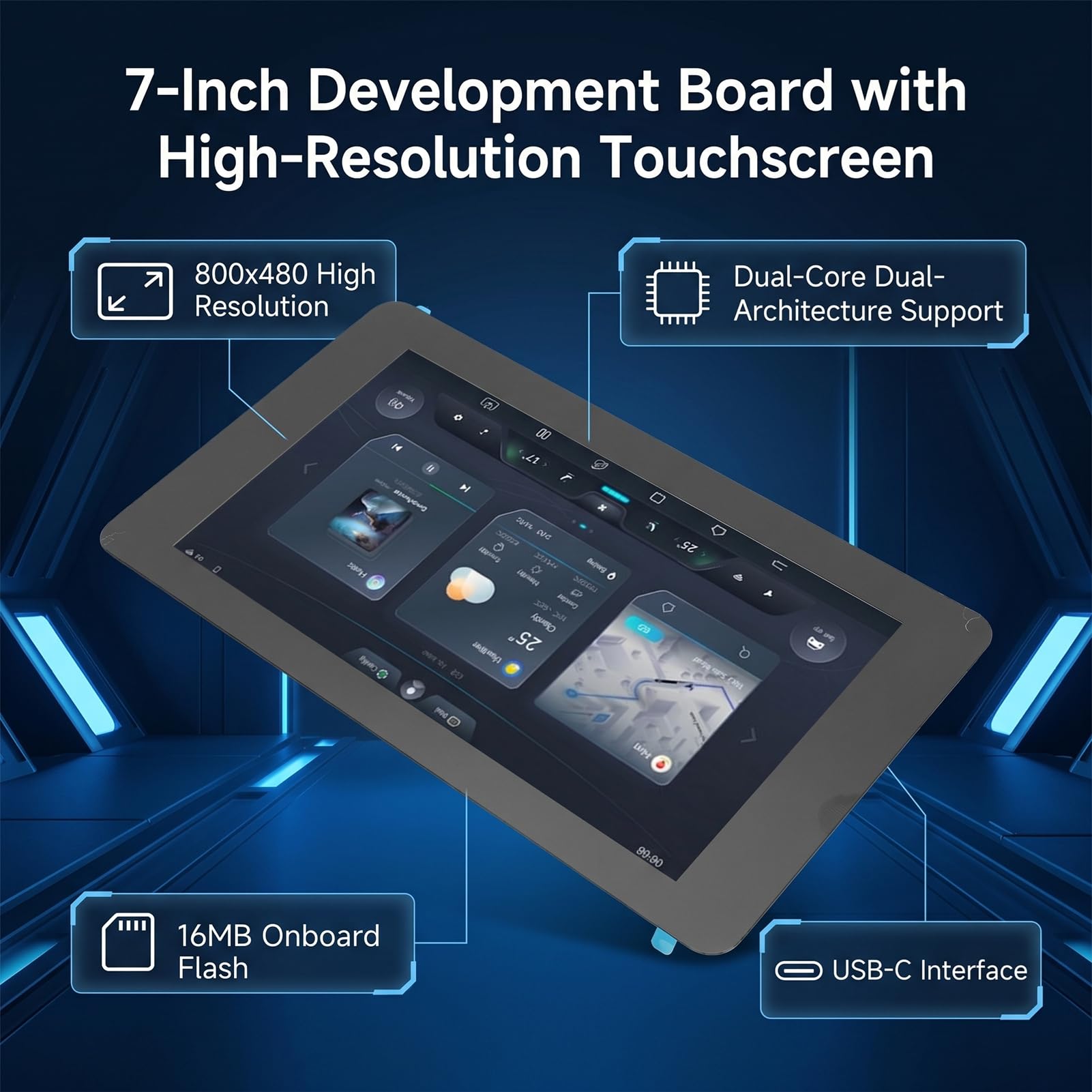 Ausla 7 Pollici Touch LCD Scheda di Sviluppo, 800x480 Dual Core