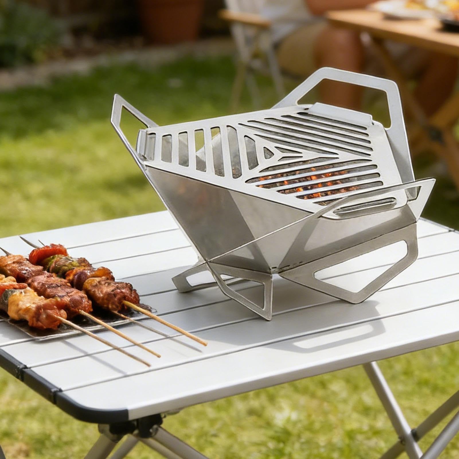 Braciere Portatile Da Campeggio Riscaldatore Pieghevole Portatile | Focolare da Esterno Ripiegabile per Giardino Terrazzo Cortile Barbecue Party con e Adulti