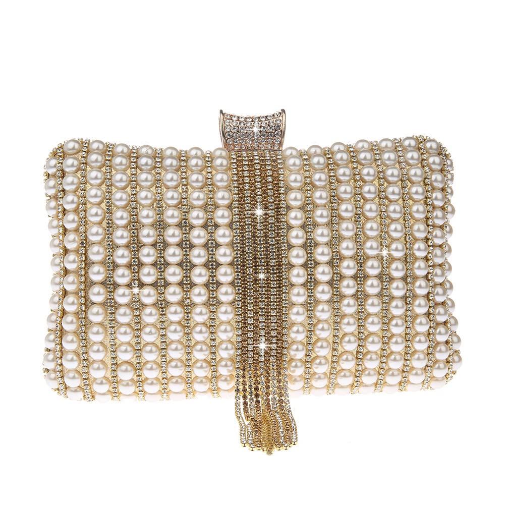 Clutch damska torebka wieczorowa z cekinami, torebka z perłami, stras, frędzle, mała torba na ramię, elegancka, modna, na wesele, przyjęcie koktajlowe, imprezę taneczną, urodziny