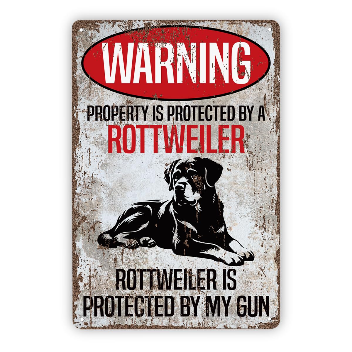 Beware Of Dog Rottweiler Tin Sign, 11.8x7.9in Yard Decor