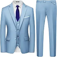 WULFUL Terno Masculino Slim Fit de 3 Peças, Azul Claro, M