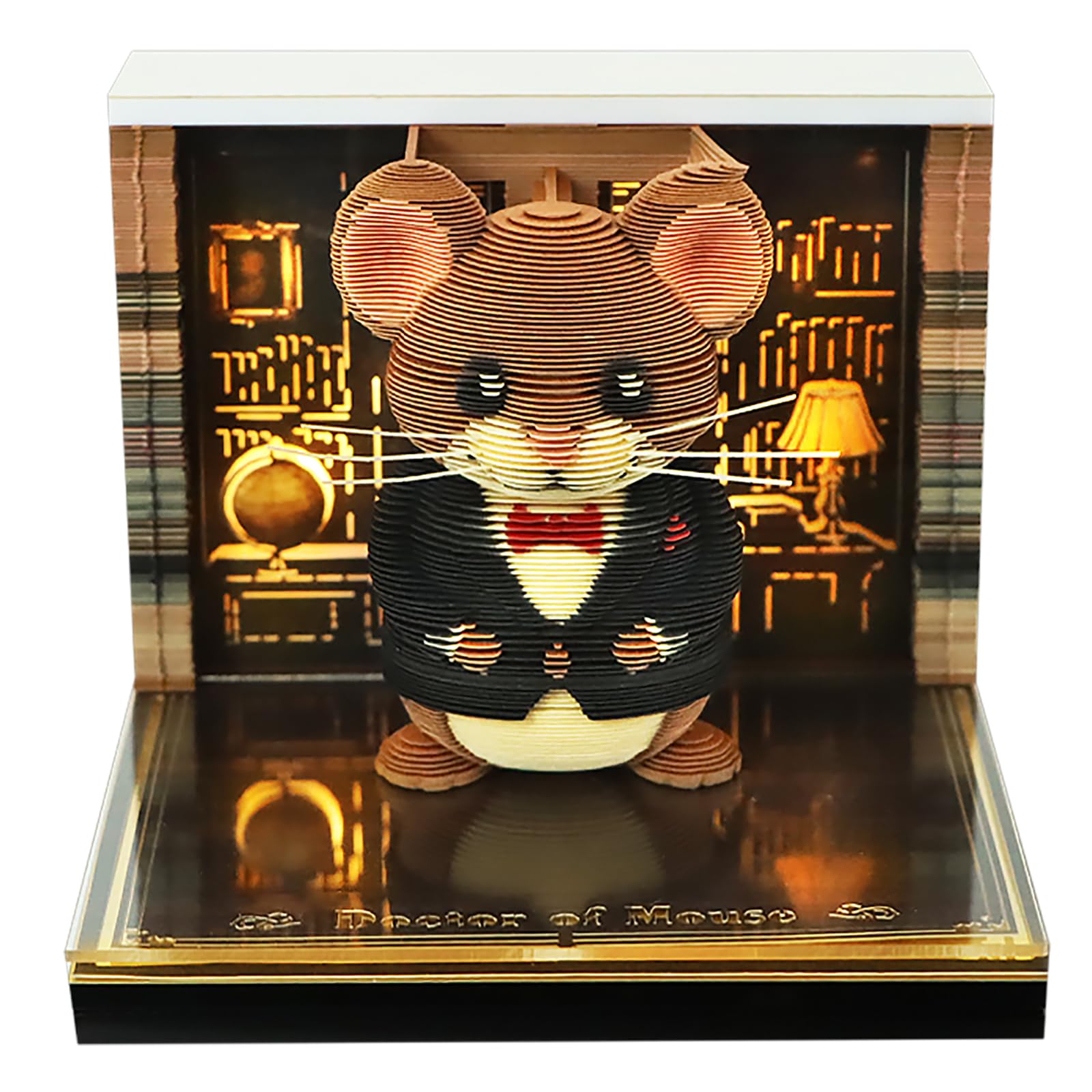 3D Memo Pad Time Piece Calendar 2027, 3D Tear-Off Art Desk Calendar 2027, Creative 3D Memo Pad Paper Art Tree House DIY Paper Carving Decoration (Mr. Mouse)