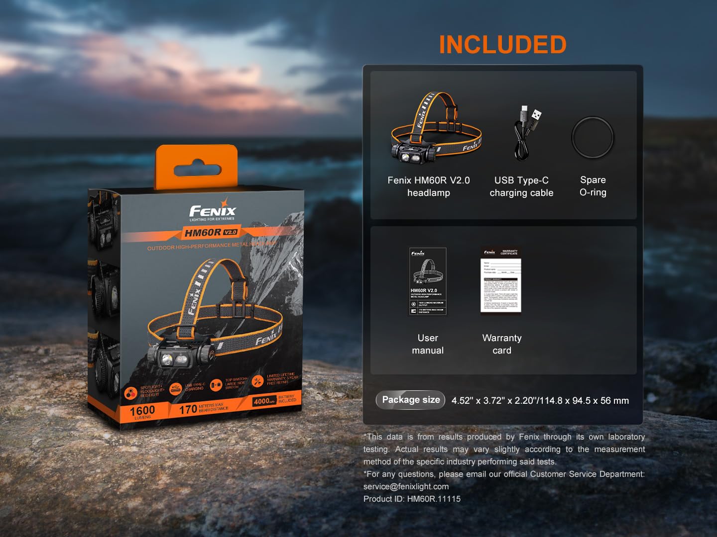 Fenix HM60R V2.0 Stirnlampe LED Wiederaufladbar,1600 Lumen Extrem Hell,USB-C Aufladbar,170M,Strahler Flutlicht & Rotlicht,IP68 Wasserdicht Leicht Kopflampe,Outdoor Camping Angeln Jogging