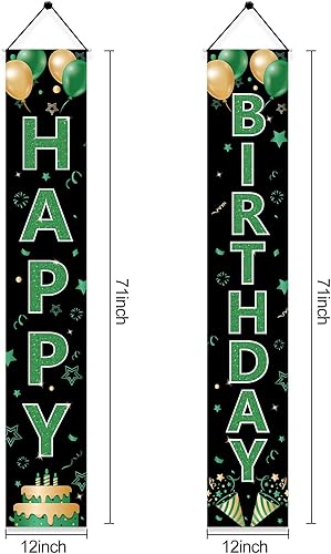 Miniatura 8 de Cartel de feliz cumpleaños para puerta de cumpleaños azul marino y dorado para hombres y mujeres, cartel de feliz cumpleaños, suministros de fiesta,