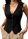 High Stretchy Vest Tops for Women&comma; Knit V-Neck Sleeveless Button Down Vest Business Casual Outfits
