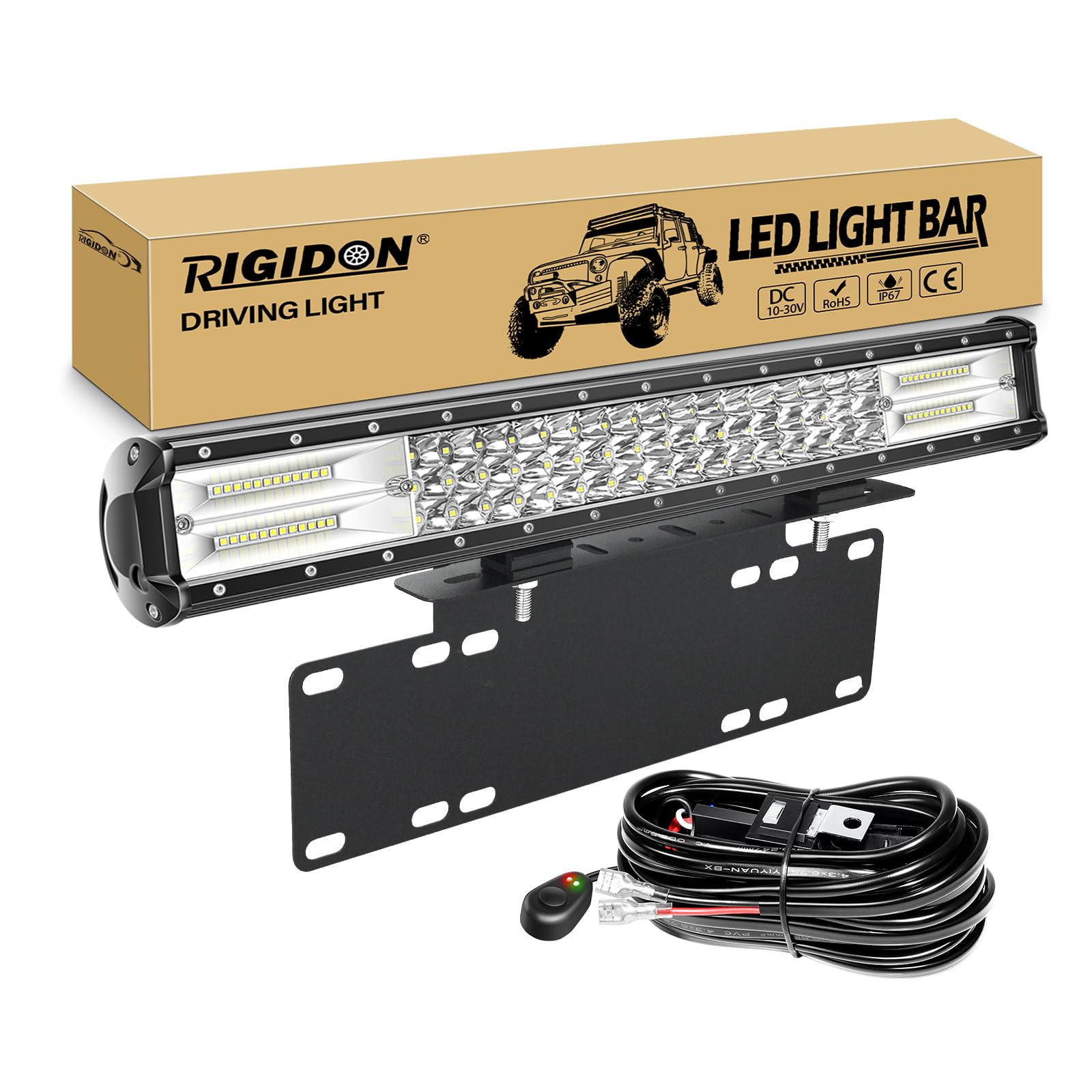 LEDバーライト 取り付けステー付き　リレーハーネス Amazon | RIGIDON 作業灯 led ライトバー 車 LED ワークライト20インチ