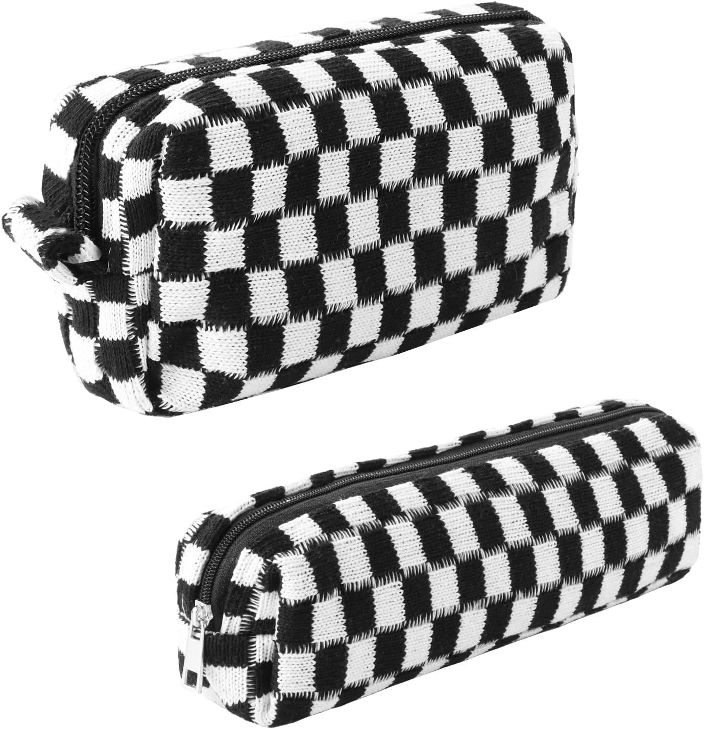 LETGO Checkered Makeup Bag for Purse Portable Zipper Make Up Pouch Small Cosmetic