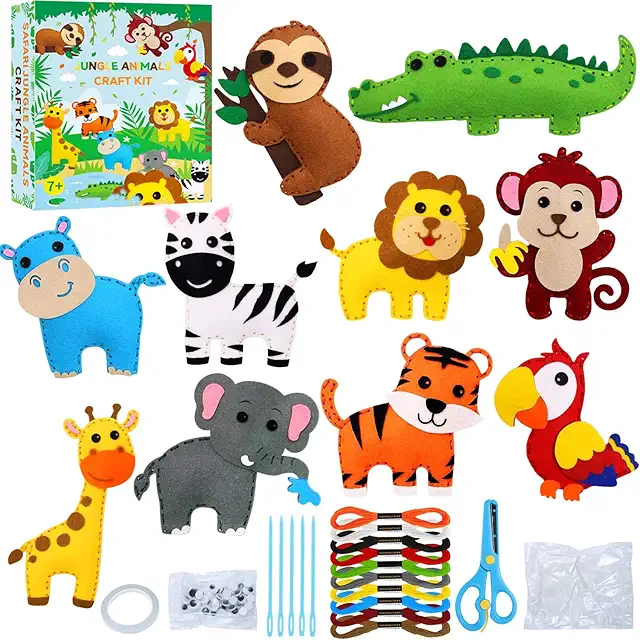 Kit de Couture Enfant en Feutre Animaux - Ensemble DIY Bricolage Créatif