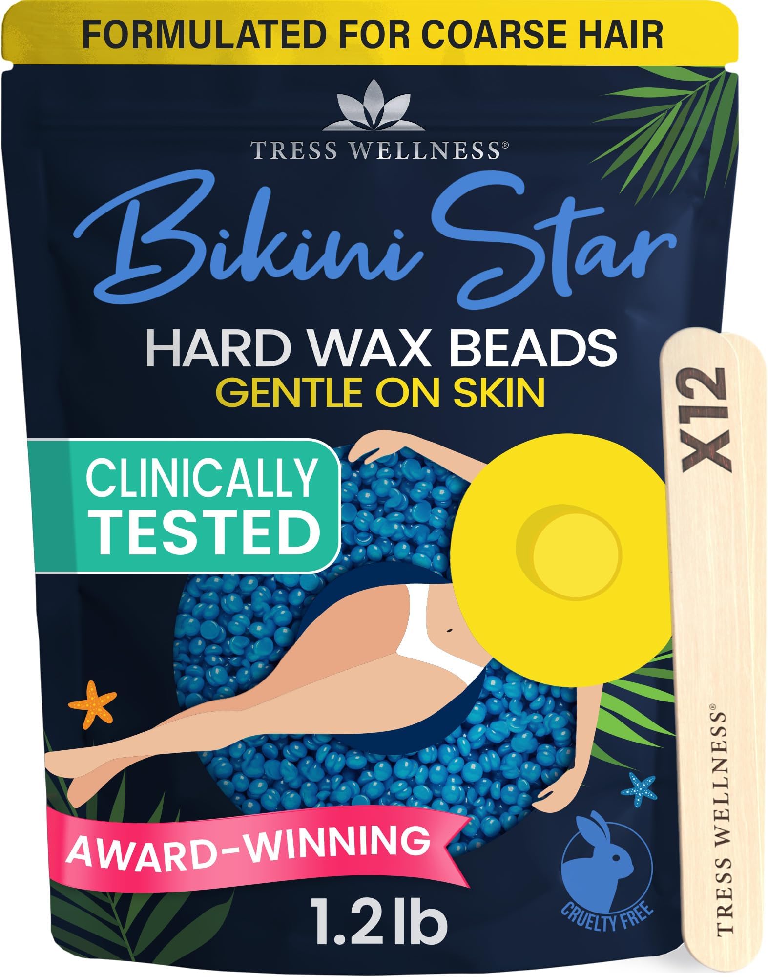 Tress Wellness Bikini Star 1.2lb Hard wax beads - For sensitive skin - Up to 50 waxes