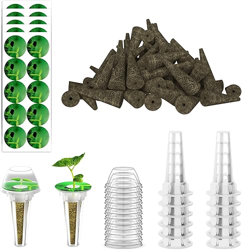 Kit de 124 cápsulas de semillas para Aerogarden, kit de cultivo para cualquier cosa para hidroponía, suministros hidropónicos con 50 esponjas de