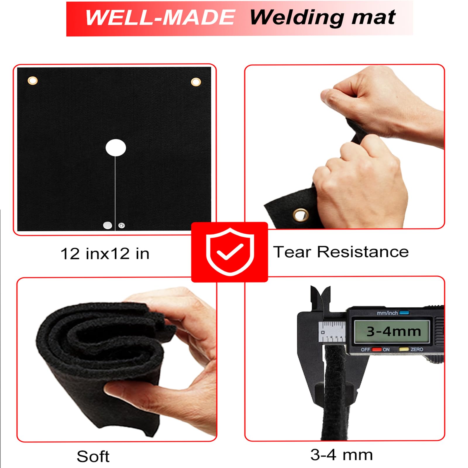 Welding Blanket Fireproof, 2 Packs Opening Shape Heat