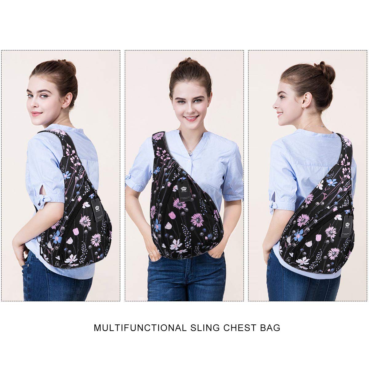 HUA ANGEL Sling Backpack for Women Men Anti-Water Front Pack Chest Bag Over Shoulder Bag Crossbody Daypack Lightweight Sport Work Travel Study Outdoor Running - Image 4