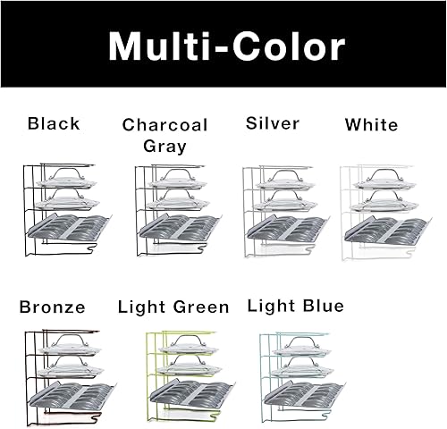 Miniatura 6 de Smart Design Estante de almacenamiento de tapa y utensilios para hornear con 4 divisores de compartimentos, marco de metal de acero, acabado