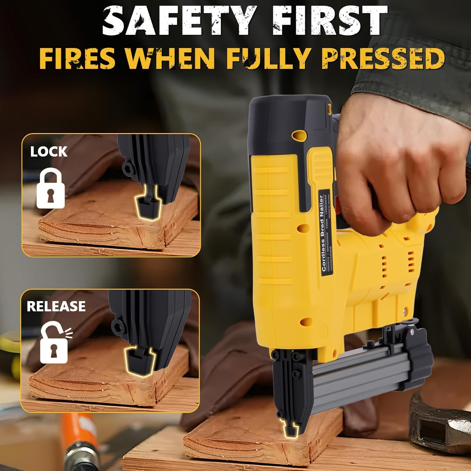 20V Cordless Brad Nailer Battery Powered 2 in 1 Electric Nail Gun Compatible with Dewalt Battery, 18 Gauge Brad Nailer and Staple Gun for Wood, Depth Adjustment, Non-Stuck Design