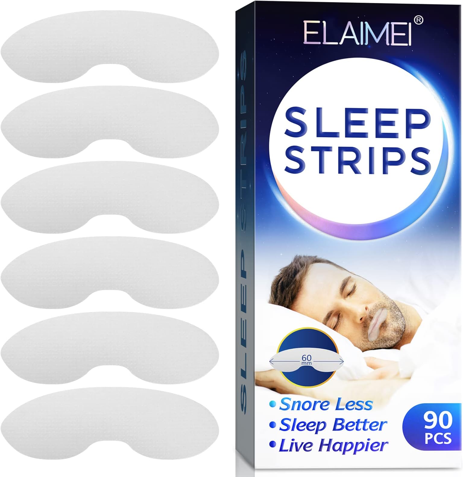 Sleep Strips, Advanced Medical Gentle Mouth Tape, for Snore Reducing and Better Nose Breathing, Less Mouth Breathing, Sleep Better (Men,Lip Type,90 PCS)