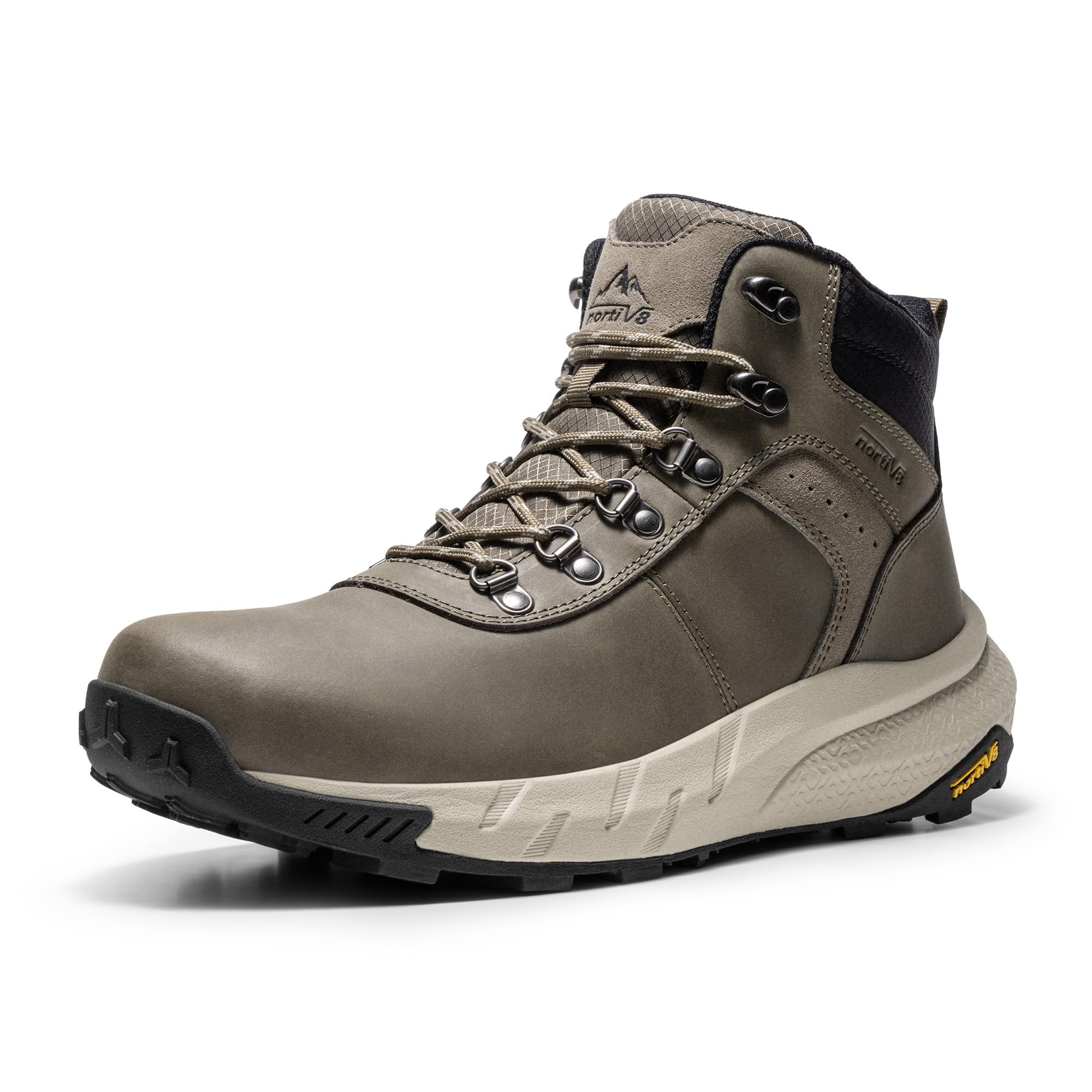 NORTIV 8 Herren Wasserdichte Wanderschuhe Leichte Outdoor Mid Trekking Lederschuhe